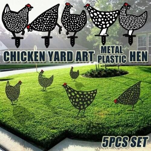 Chicken Yard Art Metal Hen Art Gardening Ornaments Garden Backyard Lawn Stakes Plastic Hen Yard Decor Gift Easter Decoration
