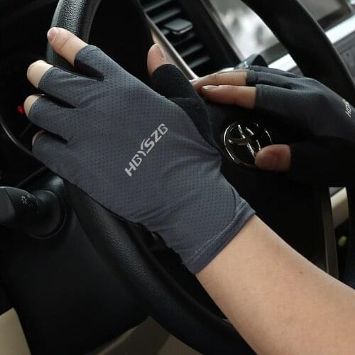 Summer half-finger sunscreen gloves unisex non-slip thin elastic driving and riding touch screen fitness outdoor sports