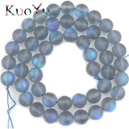 AB Frosted Matte Grey Blue Austrian Crystal Round Loose Beads For Jewelry Making MoonStone Glitter Diy Bracelets 15" 6 8 10 MM