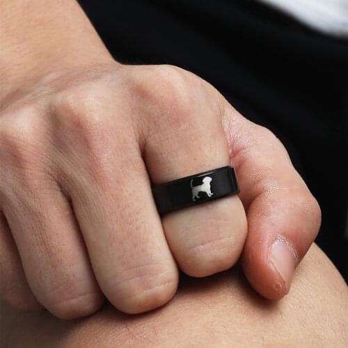 MOREDEAR 8mm Titanium Labrador Dog Ring For Men and Women