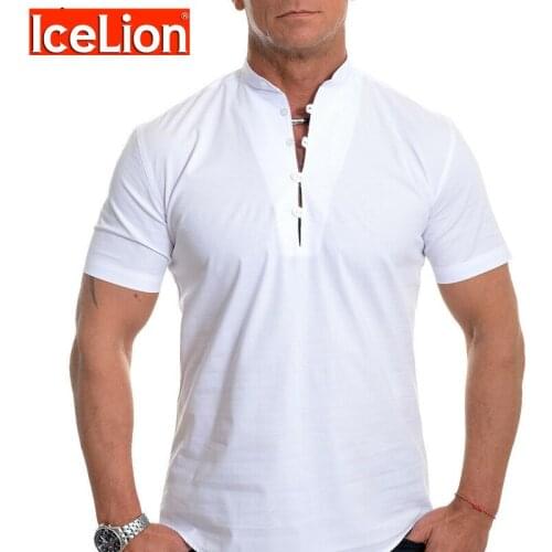 IceLion T Shirts Lapel Neck Men T-Shirt 2021 Solid Men Shirt Casual Comfortable Men Short Sleeve Business Slim Men T-shirt