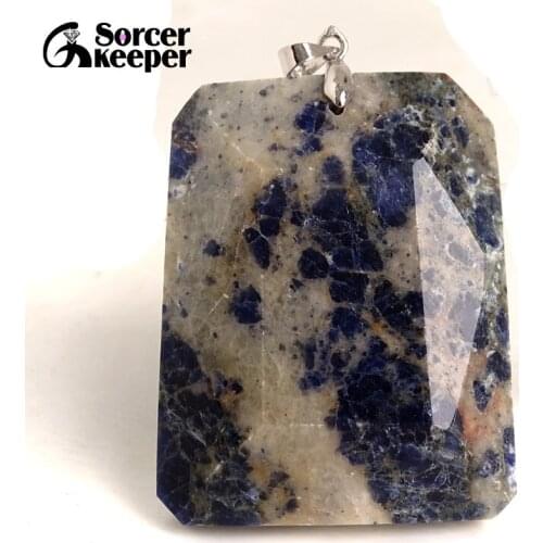 Men Jewelry New Crystal Pendant Necklace Natural Stone Blue Sodalite Beads Agates Reiki Healing Fashion Bijoux Women SS382