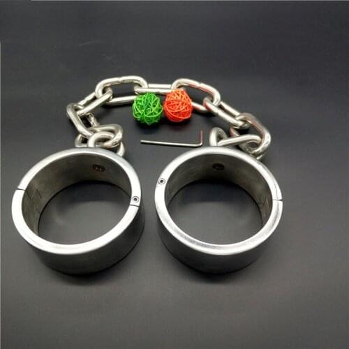 Rounded High 4cm 304 stainless steel leg cuffs sex slave metal sex games BDSM women bondage legcuffs adult sex toys for couples