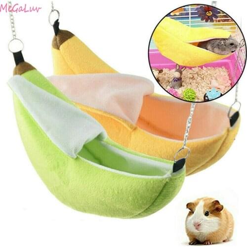 Novelty Banana Shape Nest Plush Cotton Hamster Warm House Hammock Rat Mouse Living House Hanging Tree Beds Hamster Accessories
