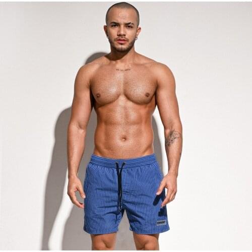 New stripe men beach board shorts men swim trunks swimsuit 2021 men sexy swimwear gym sports swimming pool party bikini shorts