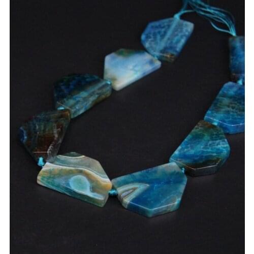 Approx 9PCS/strand Natural Blue Agates Druzy Rhombus Slab Nugget Pendant Beads,Raw Stone Slice Necklace Jewelry Supplier