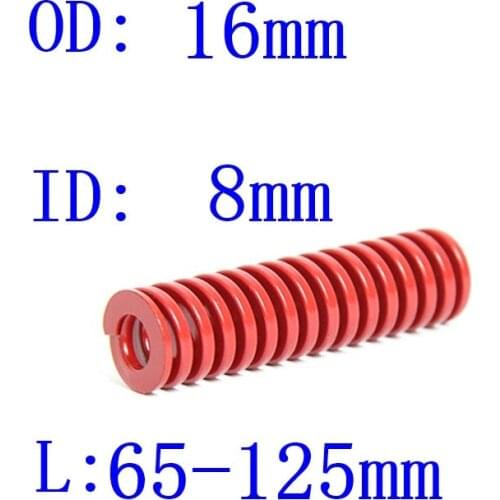 1Pcs Red Medium Load Compression Spring Loading Die Mold Spring Outer Diameter 16mm Inner Diameter 8mm Length 65-125mm