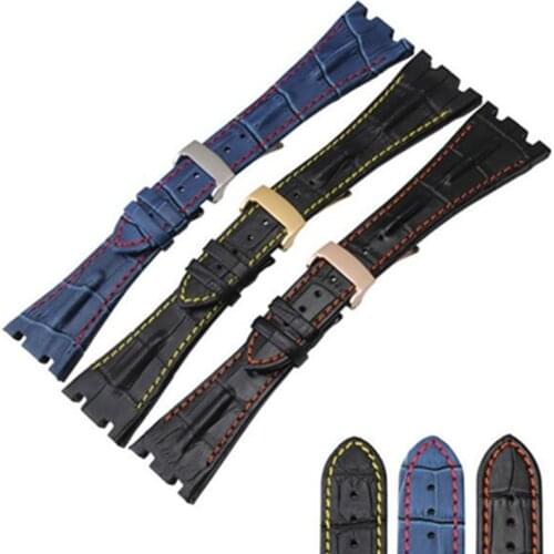 28MM Fit For Audemars Genuine Cowhide Leather Strap Band + Folding Clasp For AP for Piguet