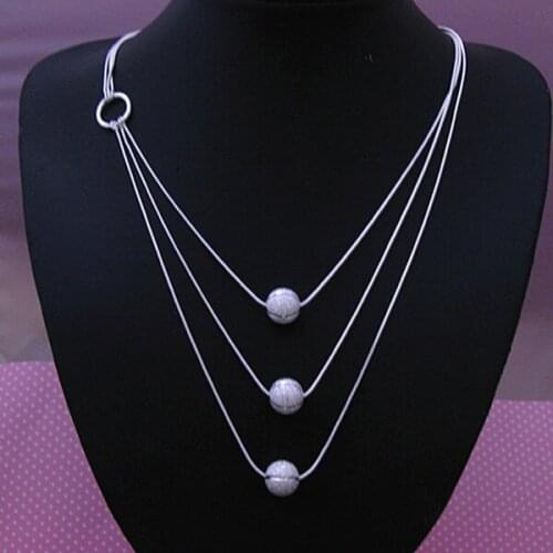 S925 Silver color Jewelry Multi Balls Necklace Free Shipping Brand New One Pcs RMN009
