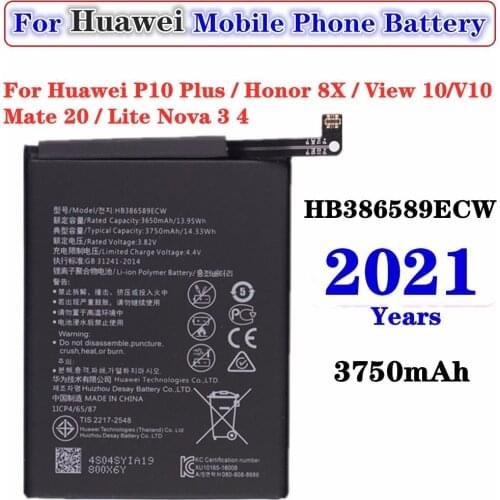 HB386589ECW Replacement Battery For Honor 8X Huawei P10 plus Nova 3 4 View 10 V10 Mate 20 Lite 3750mAh High Capacity Batteries