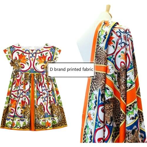 Tiger printed polyester fabric cloth 56x146cm width fashion womens shirt dress childrens clothing handmade DIY fabric