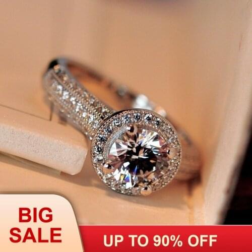 Unique 2017 Female ring Pave set 5A Zircon Cz Real Silver color Engagement wedding band rings for women Fashion jewelry