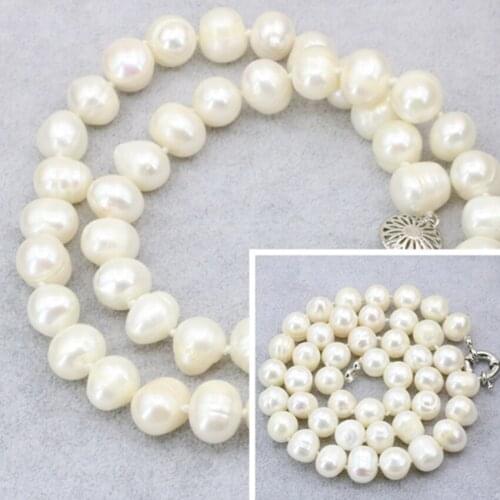 2 style natural cultured freshwater 8-9mm white pearl nearround beads necklace women choker chain elegant jewelry 18inch B3186