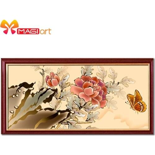 Cross stitch kits Embroidery needlework sets 11CT water soluble canvas patterns 14CT Chinese style butterfly and flower-NCMF137
