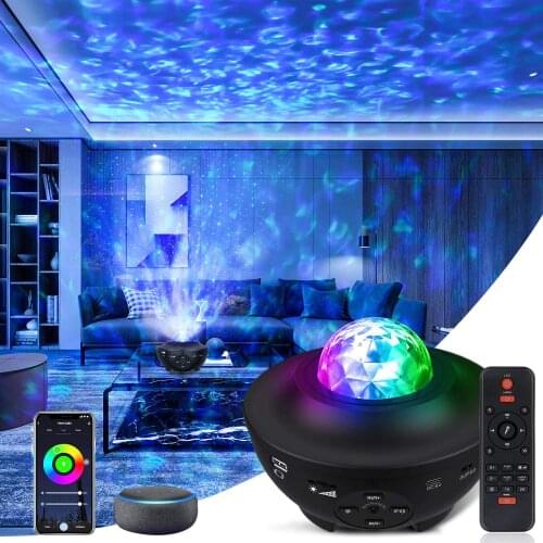 WIFI Galaxy Projector Night Light Star Lamp Ocean Wave Sky Light 360 Pro with Bluetooth Speaker for Bedroom Kids Adults