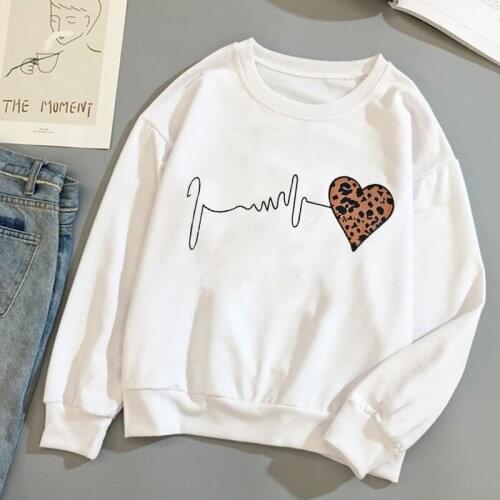 Women Hoodies Oversized Hoodies Leopard Heartbeat Fashion 90s Kpop Winter Casual Loose Pullover Long Sleeve Harajuku Sweatshirt