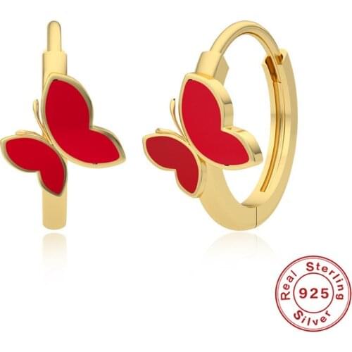 AIDE 925 Silver Red Enamel Huggie Earrings for Woman 2021 Trend Pendientes Drop Earrings Piercing Jewelry Bijoux Femme Серьги CZ