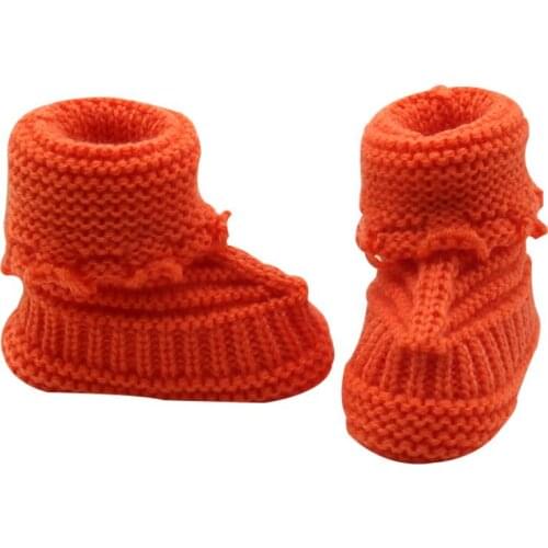 Winter Baby Boots Warm Crochet Knit Fleece Bowknot Wool Crib Shoes For Girl Booties 0-6M
