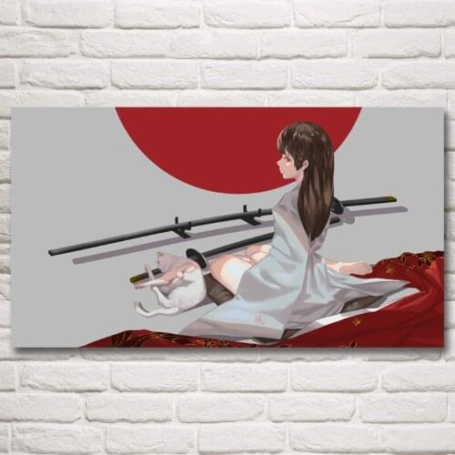 1 Piece Samurai Katana Girl Japanese Anime Art Posters and Prints Painting For Living Room Decoration Pictures Wholesale