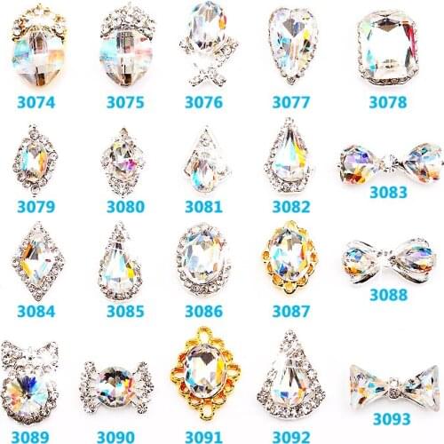 100PCS/Lot High Quality Charming K9 Fancy Crysal Stone 3D Nail Art Decorations for Finger Nail jewellery 3074-3093