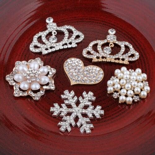 120PCS Handmade Vintage Metal Decorative Buttons Crystal Pearl Flower Center Alloy Flatback Rhinestone Buttons Craft Supplies