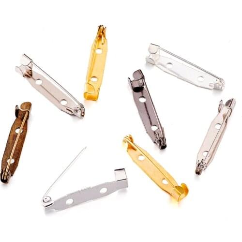 2 Holes Iron Brooch Pin Back Safety Catch Bar Pins Mixed Color 30x5x6mm Hole 1.5mm Pin 0.5mm 100pcs Jewelry Findings PANDAHALL