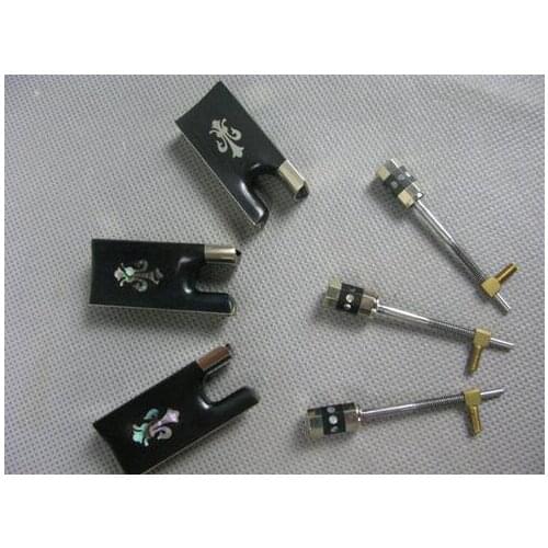 2 pcs 4/4 violin ebony bow frogs with silver mount