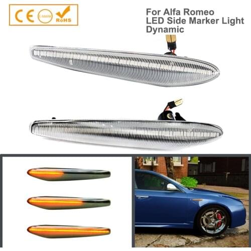 2Pcs LED Dynamic Turn Signal light Fender Front Side Marker Lamp For Alfa Romeo 159 Sportagon Boera Spider 939 Car-Styling