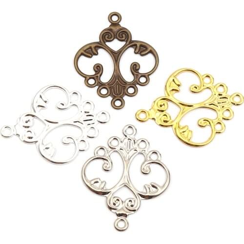 20 PCs Zinc Based Alloy Filigree Stamping Connectors Irregular Antique Bronze Filigree 32mm x 25mm For DIY Jewelry Making