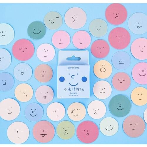 45Pcs/box Kawaii Smiley Stationery Sticker Scrapbooking Seal Cartoon DIY Diary Journal Decorative Adhesive Paper Label Supplies