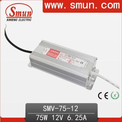 75W 12V 6A Waterproof IP67 LED Driver Switching Power Supply for Led Strip Light with CE ROHS 1 Year Warranty SMV-75-12