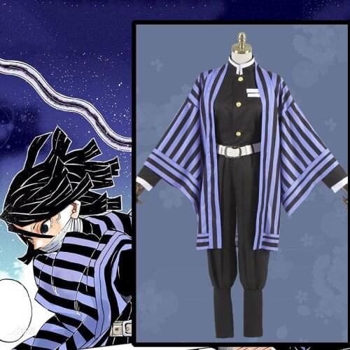 Anime Kimetsu No Yaiba Cosplay Costumes Obanai Iguro Cosplay Costume Uniforms Halloween Party Blade Of Demon Cosplay Costume