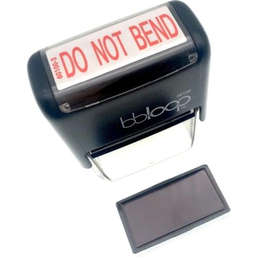 BBloop "DO NOT BEND" Self-Inking Stamp, Rectangular. Laser Engraved. RED