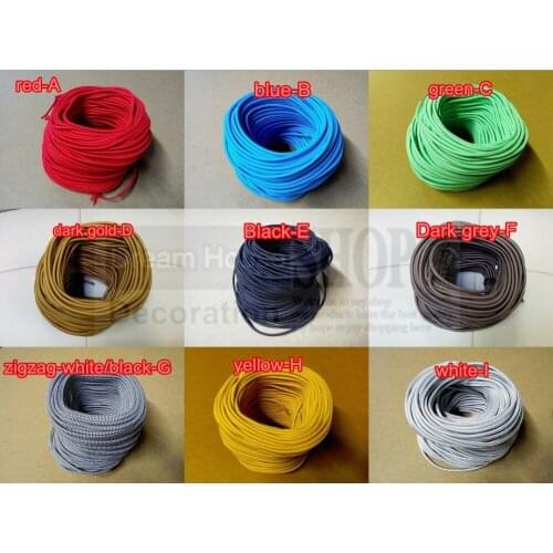 Free shipping many colors UL certificate Vintage style Twisted Braided Fabric Electrical Lighting Cable * 2 core 0.82mm