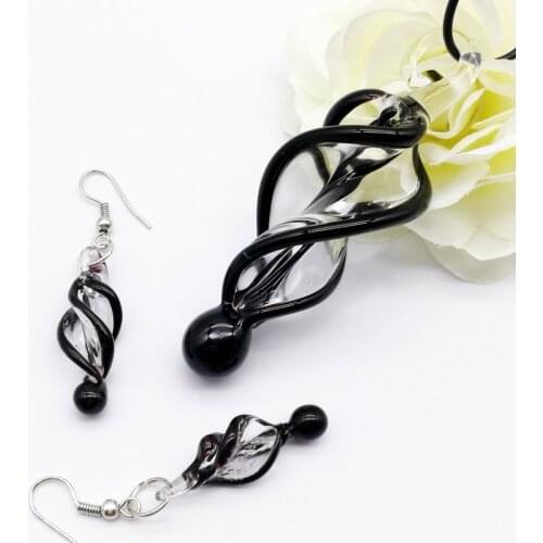 Jewelry Women Party Necklace/earrings 10set Swirl Lampwork Glass Murano Bead Necklace Earring Fashion Free Shipping