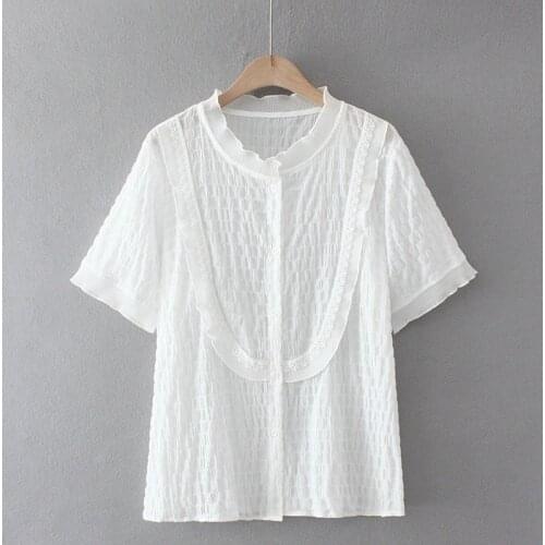 Plus Size Womens White Black Short Sleeve Blouse Ladies' Elegant Officewear Tops Large Size A-line Summer Blusas