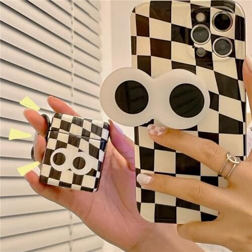Fashion Black and White Checkerboard Lattice Bluetooth Wireless Earphone Case for Apple AirPods 1 2 Pro Accessories