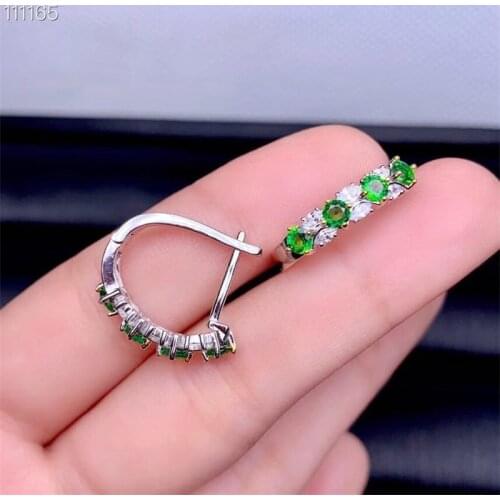 Natural Tsavorite Elegant lovely earrings Natural green earrings S925 silver female party fine gift jewelry