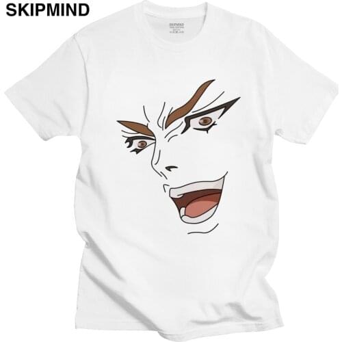 Streetwear Male Jojo Bizarre Adventure Tee Top Short Sleeve Crew Neck Cotton T-shirt Leisure Dio Face T Shirt Manga Clothes Gift