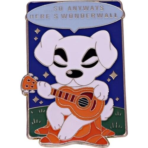 KK Slider Anyway, Heres Wonderwall Brooch Animal Crossing guitar Enamel Pin cute fury friend Badge Jewelry