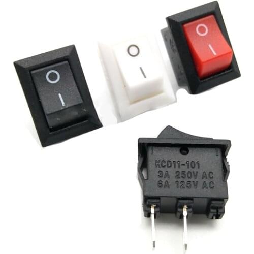 10 pieces of push button switch 10x15mm spst 2pin 3a 250v kcd11 snap-in rocker switch on/off 10mm*15mm black red white
