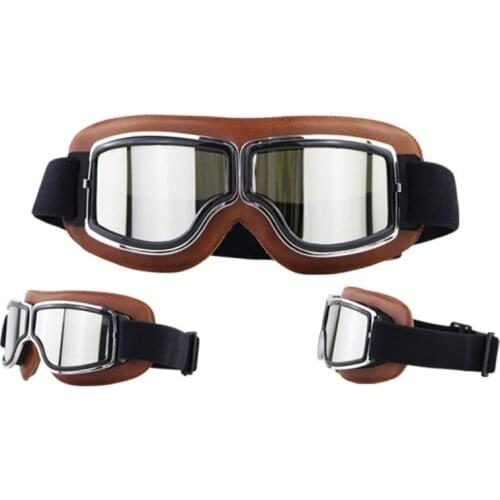 Retro Pilot Motorcycle Goggles Anti-Fog Warm Riding Goggles ATV Bike Off-Road Motorcycle Glasses Protective Glasses