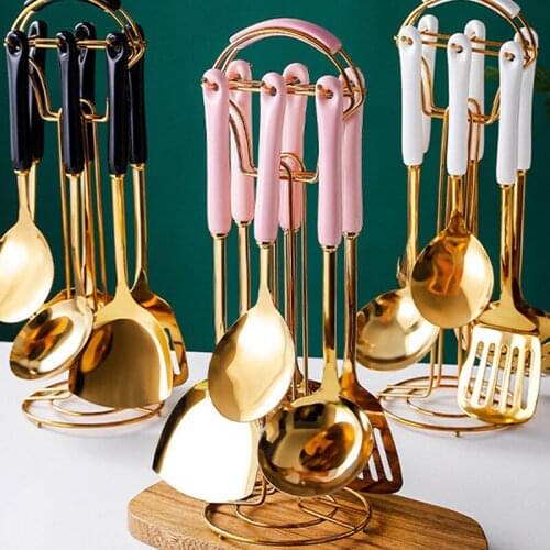 7 PCS/Set Nordic Stainless Steel Kitchen Utensils Set Household Cooking Spoon Shovel Creative Spatula Cooking Tool