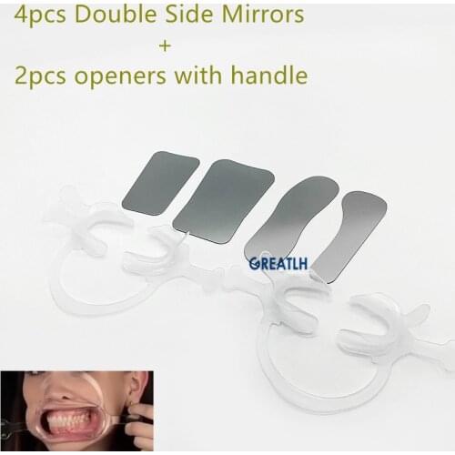 Stainless steel Double side Mirror Intraoral photography reflector Board with Mouth Opener Retractor Cheek Lip