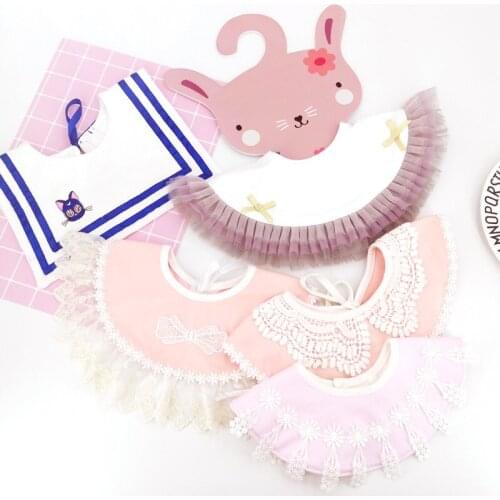 2019 new powder Princess round bib cotton baby saliva towel Sailor Moon lace fake collar