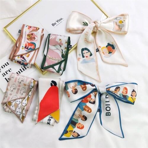 2021 Luxury Brand Bag Silk Scarf New Design Womens Silk Scarf Fashion Head Scarf Headwear Long Skinny Scarves Bag Accessories