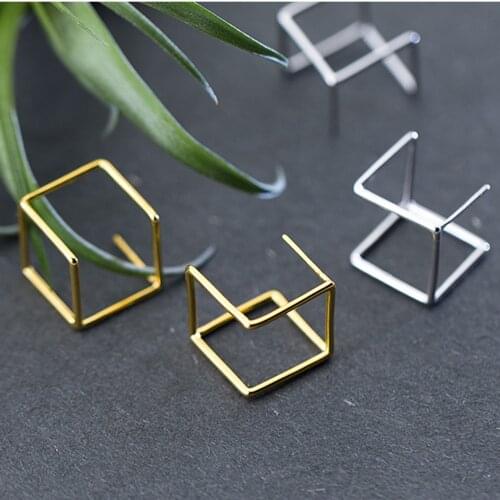 Silver 925 Earrings Square Brincos Jewelry Vintage Gold Pendientes Minimalism Charm Party Gift Earrings for Women Oorbellen