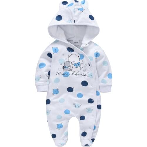 Spring Autumn New Baby Boys Romper Cotton Hooded Onesies Toddler Baby Girls Clothes Newborn Baby Jumpsuit Infant Boy Coveralls