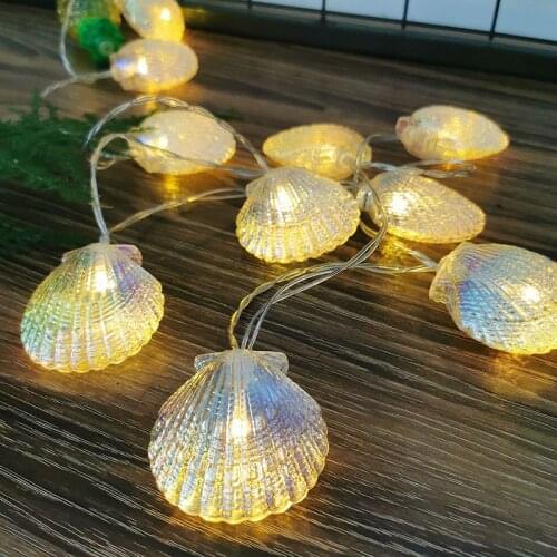 1.5M Shell Seahorse Night Lights Room Lights Decor Warm White Battery Light String Mermaid Birthday Party Decoration Light