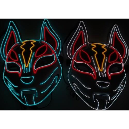 Luminous LED Mask Cosplay Party Supplies Neon Light Decor Video Game Fox Mask For Halloween Carnival Decoration